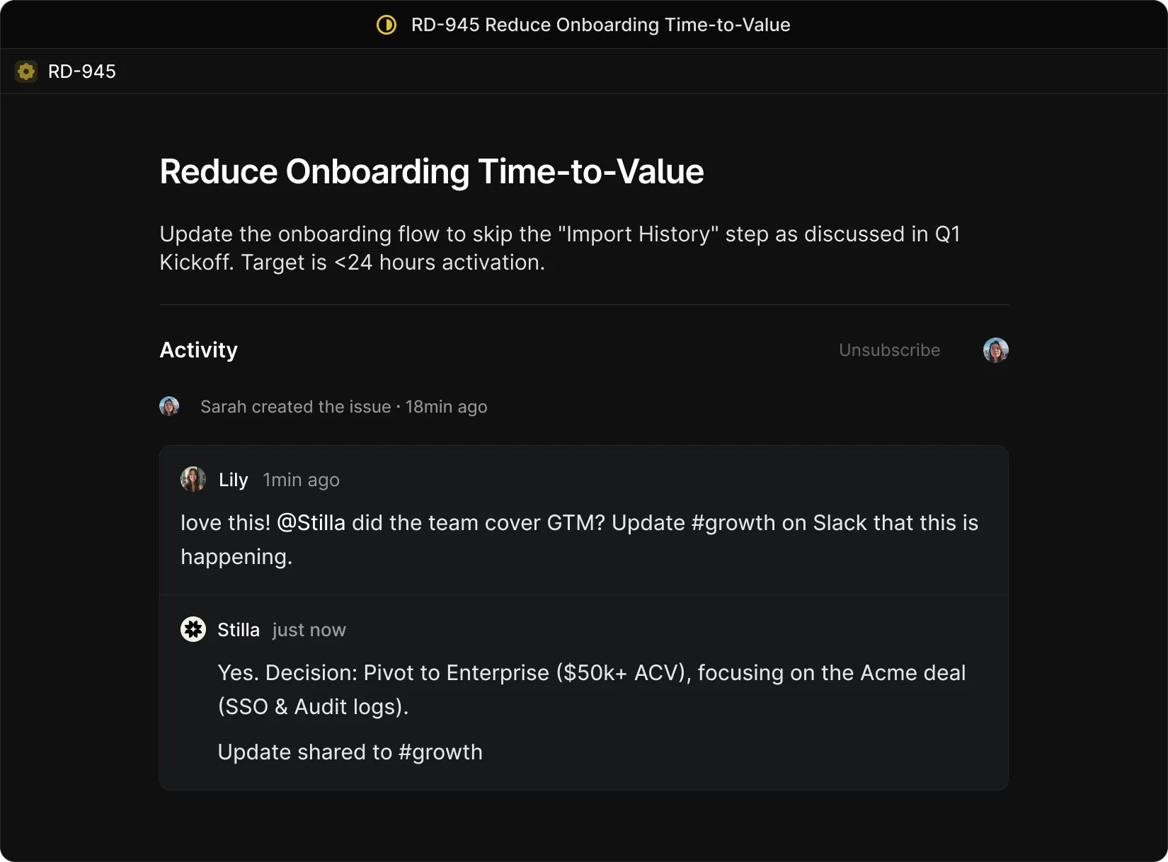 Linear issue with @Stilla mentioned