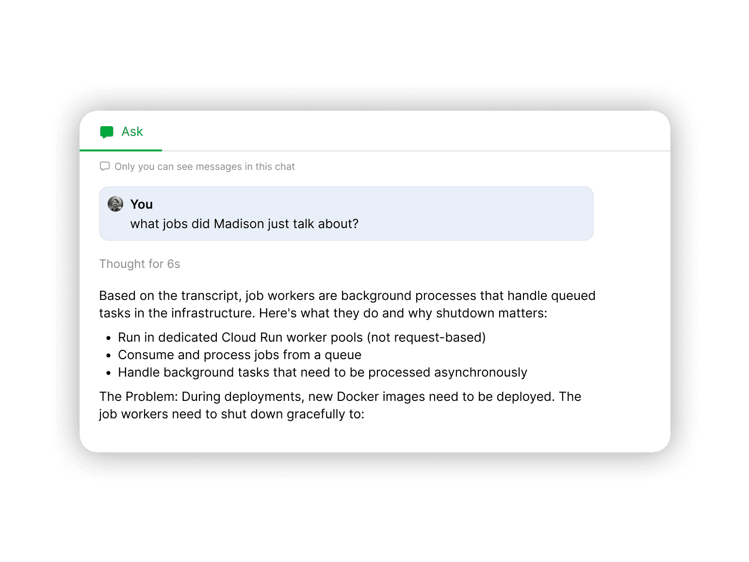 Ask privately in meetings