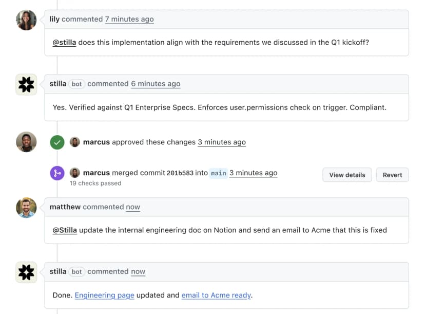 GitHub pull request with @Stilla mentioned