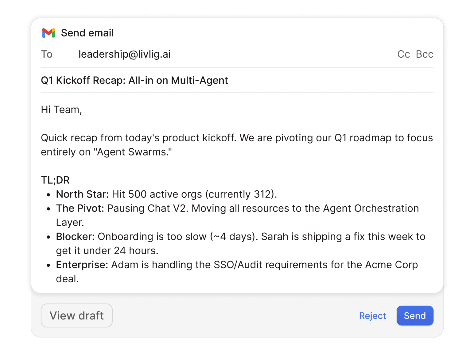 Email stakeholder updates