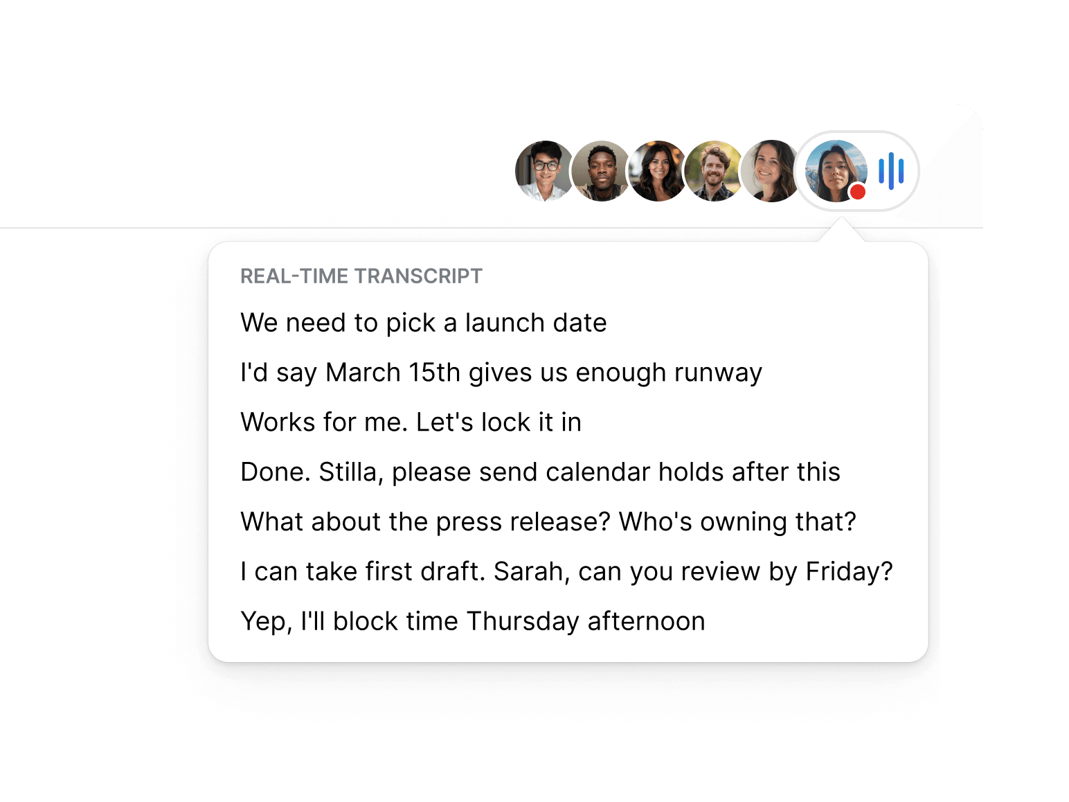 Real time shared transcript